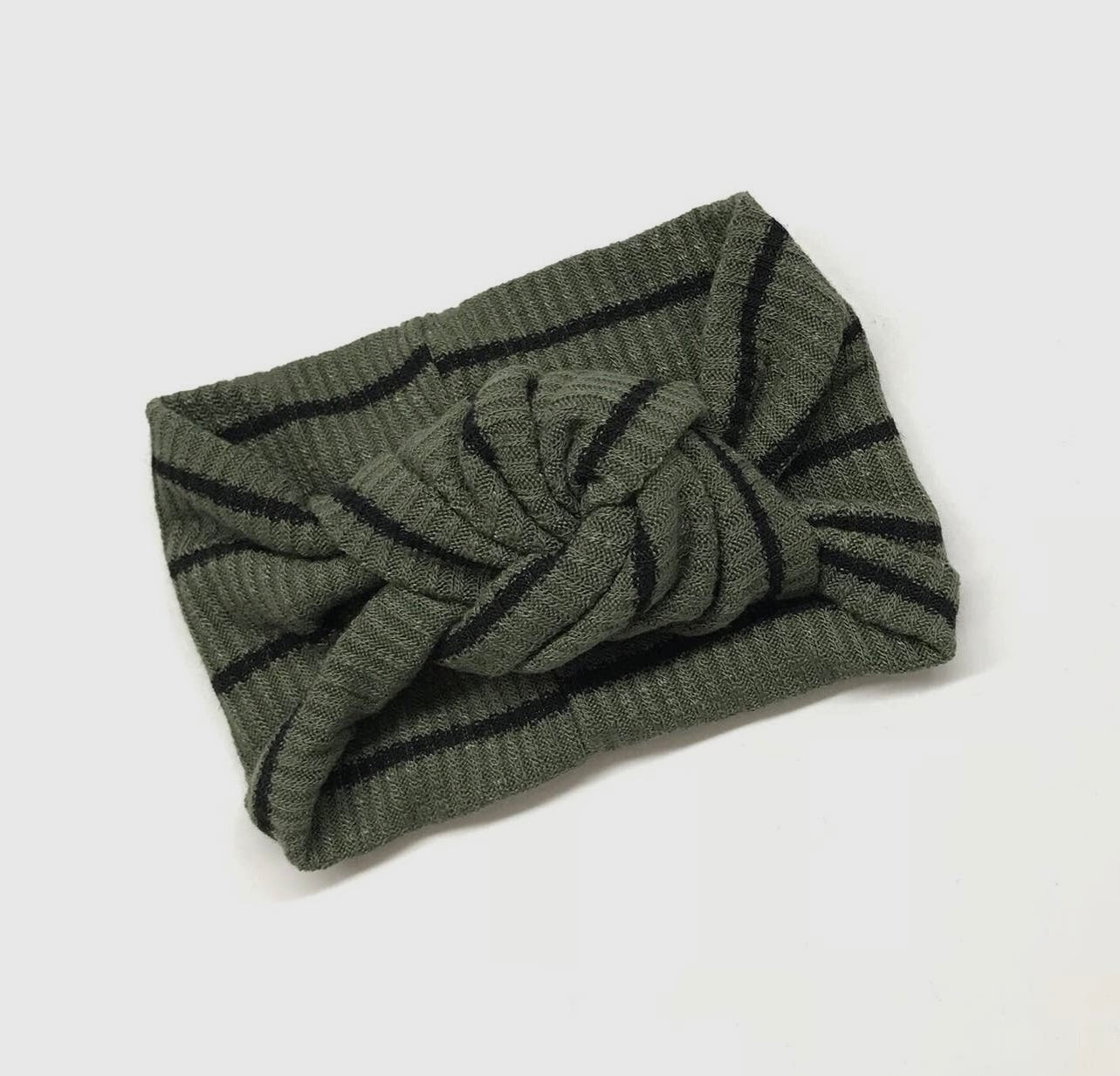 olive/black stripe turban