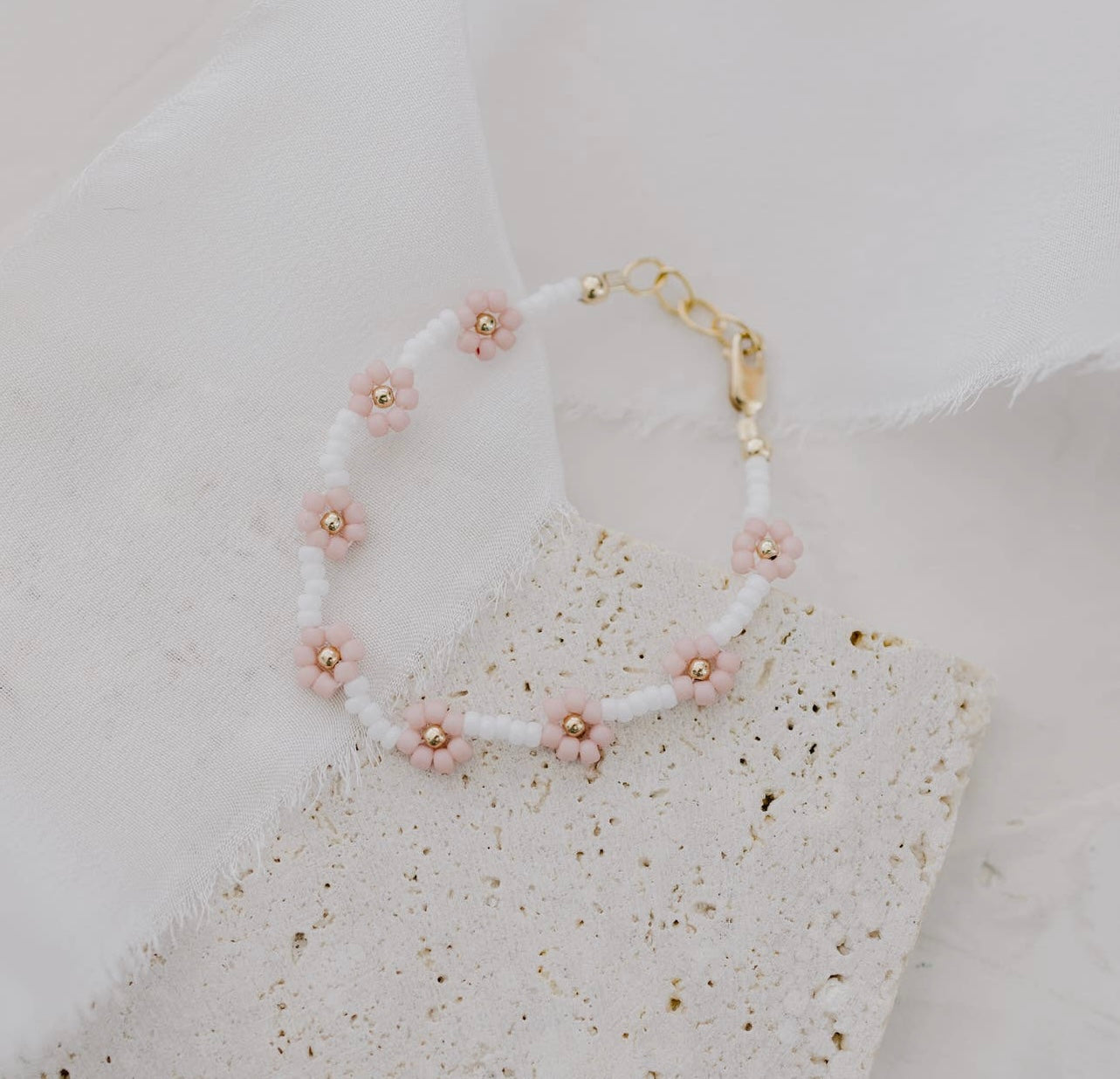 petal pink flower bracelet