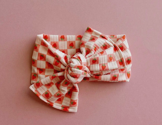 strawberry check headwrap