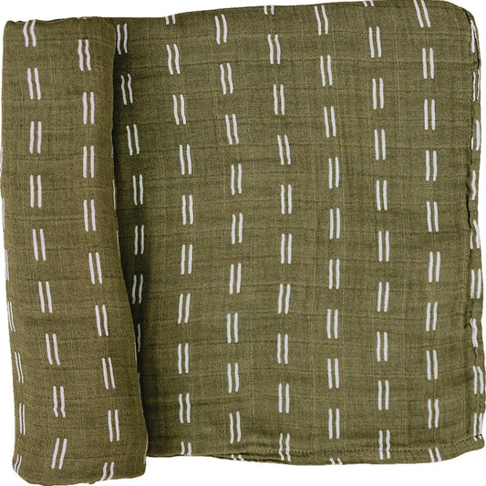 olive strokes muslin swaddle