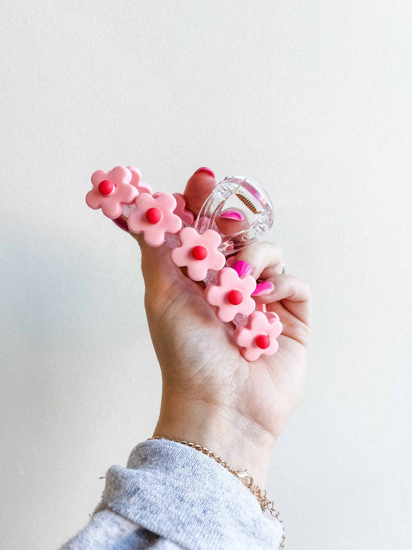 flower hair claw / pink