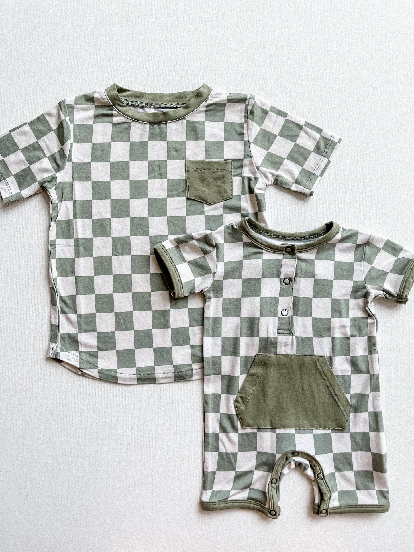 sage check pocket tee