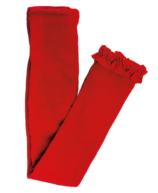 red footless ruffle tights